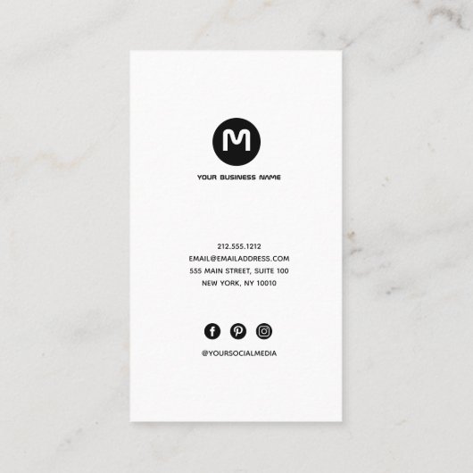 Monogramm-Raumfarben Visitenkarte (Rückseite)