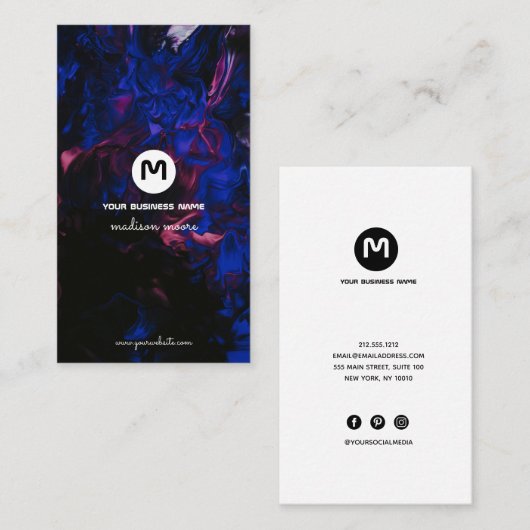 Monogramm-Raumfarben Visitenkarte (Vorne/Hinten)