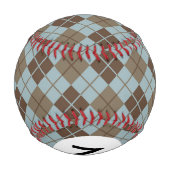 Monogramm-Raute Muster in Blau und Taupe Baseball (Rückseite)