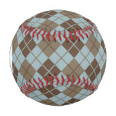 Monogramm-Raute Muster in Blau und Taupe Baseball (Vorderseite)