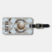Monogramm-Rauten-Golf-Wappen Gepäckanhänger (Vorderseite horizontal)