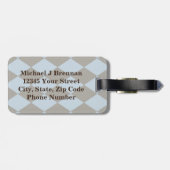 Monogramm-Rauten-Golf-Wappen Gepäckanhänger (Rückseite horizontal)