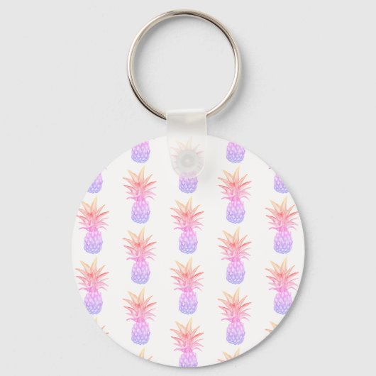 Monogramm Regenbogen Ananas tropisches Muster Schlüsselanhänger (Rückseite)
