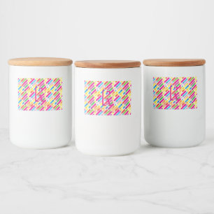 Monogramm-Regenbogen-diagonale Linien Lebensmitteletikett