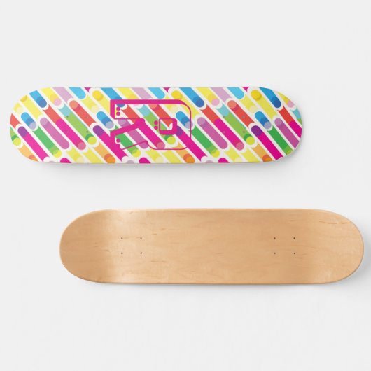 Monogramm-Regenbogen-diagonale Linien Skateboard (Horizontal)