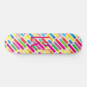 Monogramm-Regenbogen-diagonale Linien Skateboard (Horizontal)