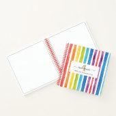 Monogramm Regenbogen Farbige Streifen Name Farbe Notizblock (Innenseite)