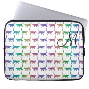 Monogramm Regenbogen Katzen Tier Muster Laptop Hül Laptopschutzhülle