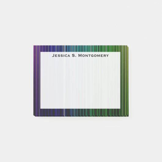 Monogramm Regenbogen-Lichtstreifen Post-it Klebezettel (Vorderseite)