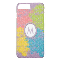 Monogramm Regenbogen-Splash mit weißem Blumenmuste