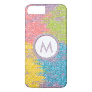 Monogramm Regenbogen-Splash mit weißem Blumenmuste iPhone 8 Plus/7 Plus Hülle