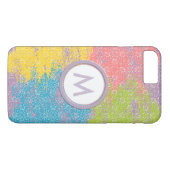 Monogramm Regenbogen-Splash mit weißem Blumenmuste Case-Mate iPhone Hülle (Rückseite (Horizontal))