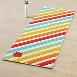 Monogramm Regenbogen Strichen Personalisiert Yoga Yogamatte