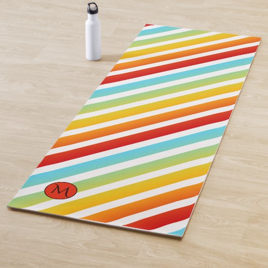 Monogramm Regenbogen Strichen Personalisiert Yoga Yogamatte (Beispiel)