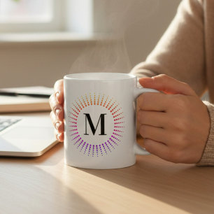 Monogramm Regenbogen-Tie-Dye Kaffeetasse