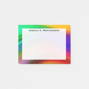Monogramm Regenbogen-Wellenstreifen Post-it Klebezettel