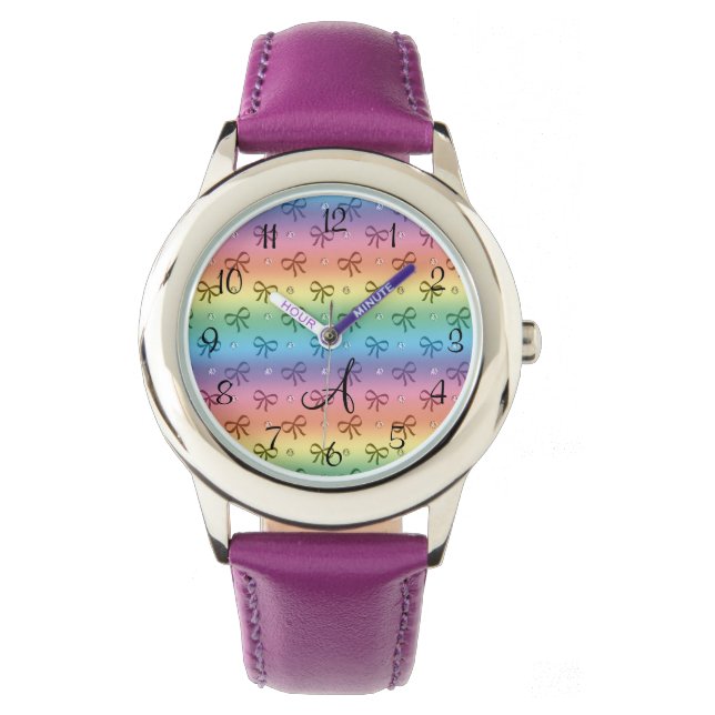 Monogramm Regenbogendiamanten und -bogen Armbanduhr (Vorderseite)