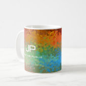 Monogramm Regenbogenfarben Abstrakt Kaffeetasse (Vorderseite Links)