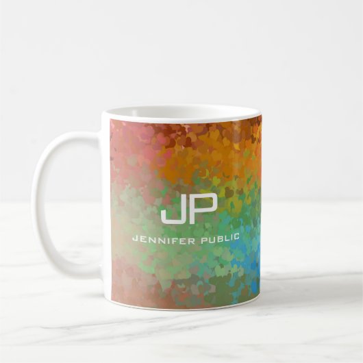 Monogramm Regenbogenfarben Abstrakt Kaffeetasse (Links)