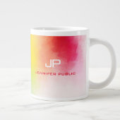 Monogramm-Regenbogenfarben Farbige Abstrakte Vorla Jumbo-Tasse (Rechts)