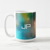 Monogramm-Regenbogenfarben Farbige Abstrakte Vorla Kaffeetasse (Links)