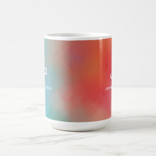 Monogramm-Regenbogenfarben Farbige Abstrakte Vorla Kaffeetasse (Mittel)