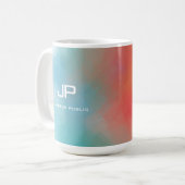 Monogramm-Regenbogenfarben Farbige Abstrakte Vorla Kaffeetasse (Vorderseite Links)
