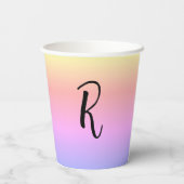 Monogramm-Regenbogenfarben Personalisiert Pappbecher (Rückseite)