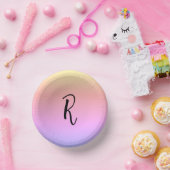 Monogramm-Regenbogenfarben Personalisiert Pappteller (Party)