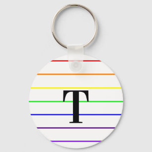 Monogramm Regenbogenfarbene Streifen Schlüsselanhänger