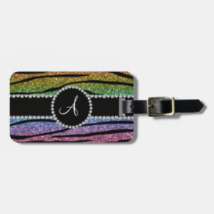 Monogramm Regenbogenkreislauf-Glitzer Gepäckanhänger
