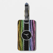 Monogramm Regenbogenkreislauf-Glitzer Gepäckanhänger (Rückseite vertikal)