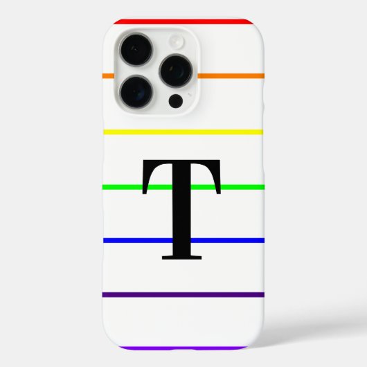 Monogramm Regenbogenstreifen Case-Mate iPhone Hülle (Rückseite)
