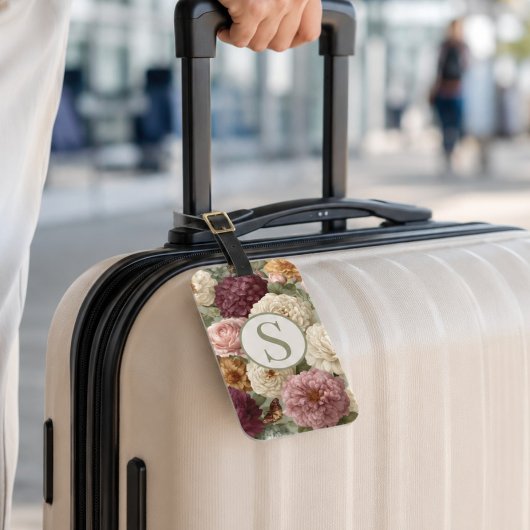 Monogramm-Reise-Geschenk Lila Grün Floral Gepäckanhänger