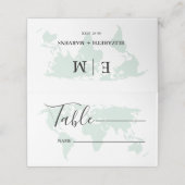 Monogramm Reiseziel thematische Hochzeit Platzkarte (Außenseite Aufgefaltet)