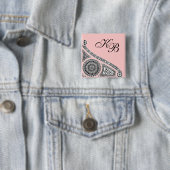 Monogramm RENAISSANCE Schwarz-weiß Pink Architectu Button (Beispiel)