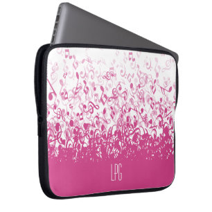 Monogramm Rennen Musiknoten Fuchsia Pink Laptopschutzhülle