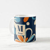 Monogramm Retro aquamarine Gaben Mitte des Jahrhun Kaffeetasse (Vorderseite Links)