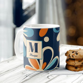Monogramm Retro aquamarine Gaben Mitte des Jahrhun Kaffeetasse