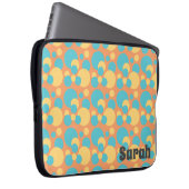 Monogramm Retro Blau und Gelb Polka Dot Muster Laptopschutzhülle (Vorne Rechts)