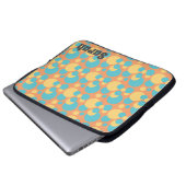 Monogramm Retro Blau und Gelb Polka Dot Muster Laptopschutzhülle (Vorne Knopf)