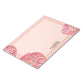 Monogramm Retro-Blumenrosa Goldpfirsich Chic Notizblock (angewinkelt)