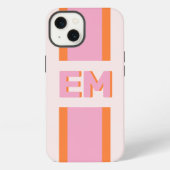 Monogramm Retro Bold Pink iPhone Hülle (Rückseite)