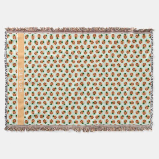 Monogramm Retro-braune und minze Ananas Decke (Vorderseite)