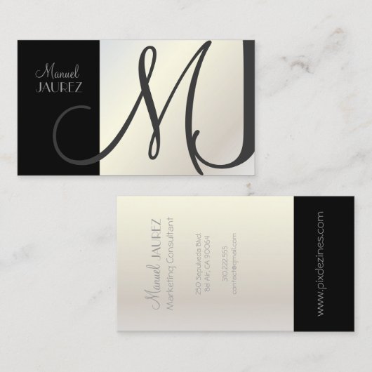 Monogramm-Retro-Farben Visitenkarte (Vorne/Hinten)