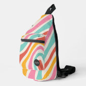 Monogramm Retro-Farbige Wellenstreifen Crossbody Bag (Rechte Ecke)
