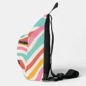 Monogramm Retro-Farbige Wellenstreifen Crossbody Bag (Rechts)