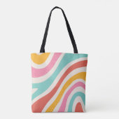 Monogramm Retro-farbige Wellenstreifen Tasche (Rückseite)