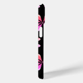 Monogramm Retro floralschwarz pink Case-Mate iPhone Hülle (Rückseite / Rechts)