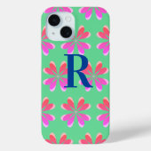 Monogramm Retro florengrün pink Case-Mate iPhone Hülle (Rückseite)
